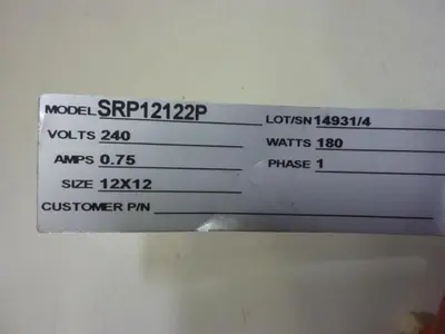 NEW BH THERMAL PRODUCTS SRP12122P
