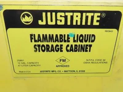 Justrite 25801 Yellow Flammable Safety Cabinet 12 Gallon Liquid Piggyback