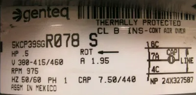 NEW GENTEQ 5KCP39SGR078S ELECTRIC MOTOR 0.5HP 380-415/460V MOT05335 X70671092010