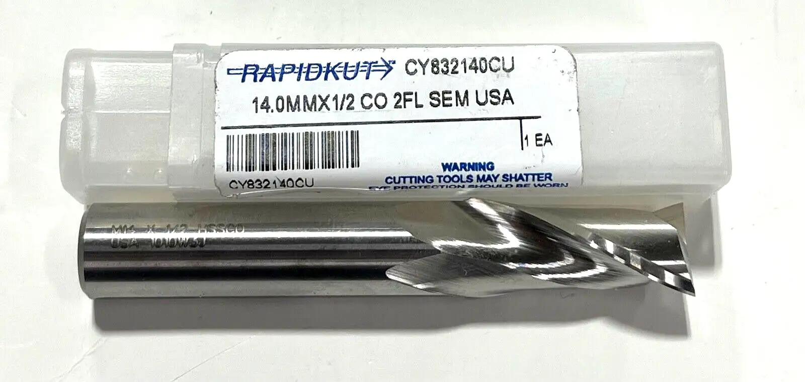 RapidKut 14mm Cobalt M42 End Mill 1/2" Shank 2 Flute USA Made