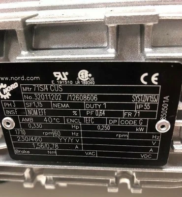 Used Nord 2SM63-71S/4 Motors (misc) | J&J Industrial Supply #500142