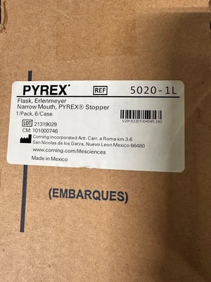 PYREX 5020-1L 1000ML NARROW MOUTH FLASK (QTY