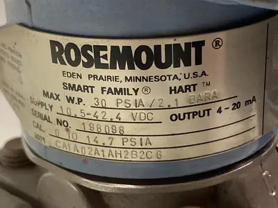 Used ROSEMOUNT 3051 CA1A02A1AH2BB2C6 Pressure Transmitters | Surplus Asset Holdings #1227169