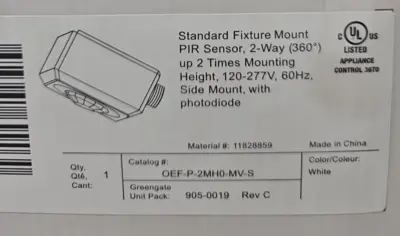 Cooper Metalux OEF-P-2MH0-MV-S 120V Sensor 360° (BIN414)