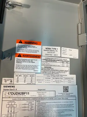 Used 2018 SIEMENS 17DUD92BF11 Starters Ohio US | HGR 24 #1148127