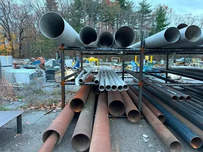 LARGE AMOUNT OF CAST, STAINLESS STEEL, ALUMINUM, GALVINIZED AND PVC PIPES