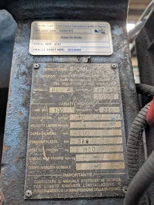 2005 PBMA 100T Breakout Press 100Ton