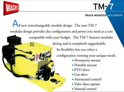 6"-60" WACHS MODEL #TM-7 PORTABLE / TRUCK-MOUNTED HYDRAULIC VALVE TURNER & KOHLER GENERATOR: STOCK #18772