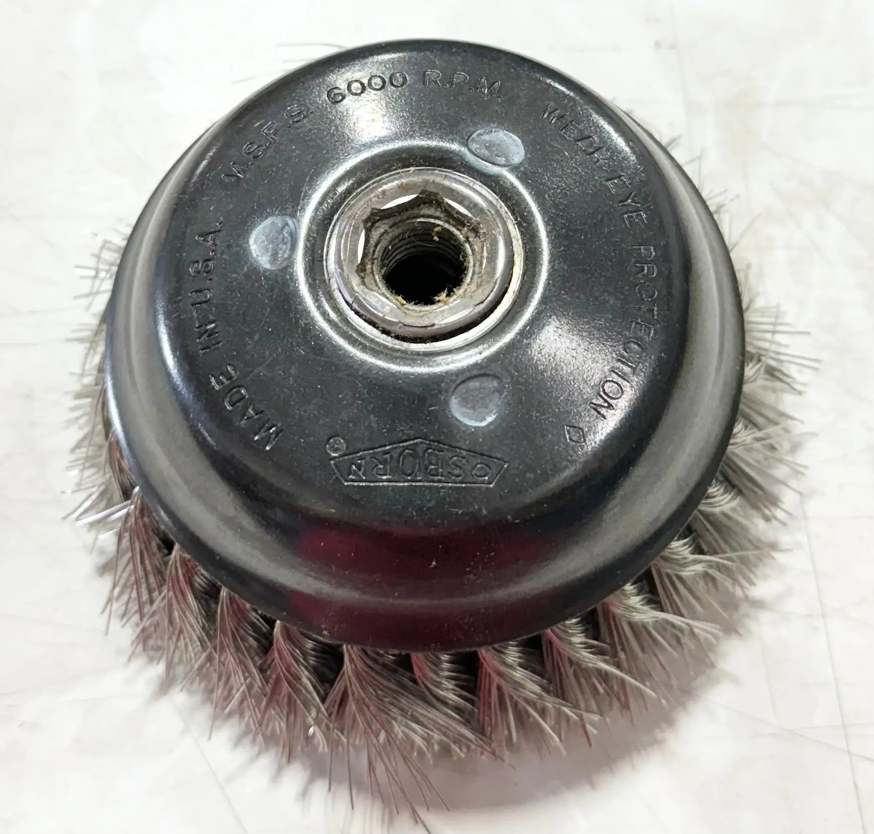 Osborn 6" Knotted Wire Cup Brush 5/8-11 Arbor .020" Stainless Steel Wire USA