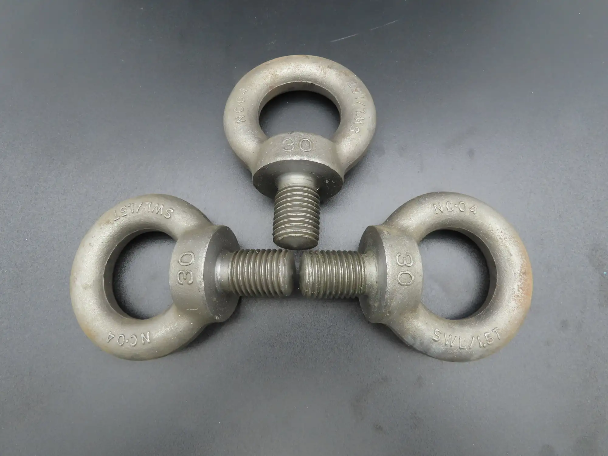 SWL 1.5T M30 x 3.5 Metric Shoulder Eye Bolt 45mm Shank NC-04  Lot of 3