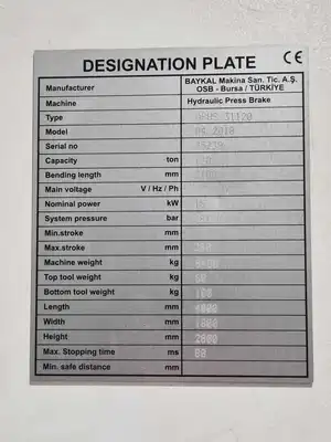 2018 BAYKAL APHS 31120 Press Brakes-Hydraulic Power | Asset Exchange Corporation (5)