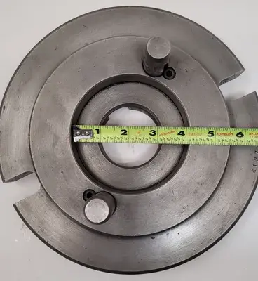 D1-6 LATHE CHUCK ADAPTER BACK PLATE, 10" DIAMETER, 2-1/4" THRU HOLE, 2 PINS