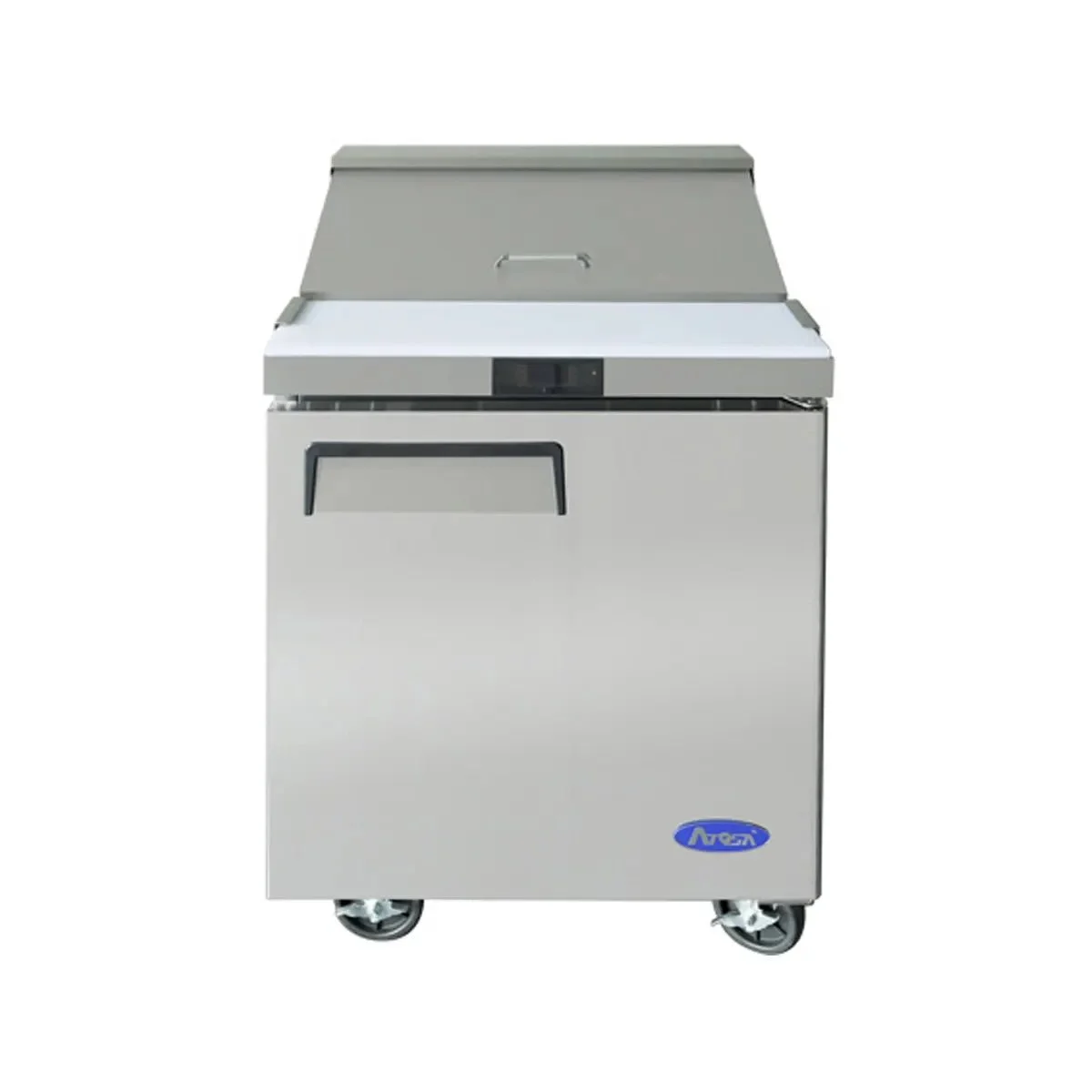 New | in-Stock Atosa New Atosa MSF8301GR 27" Sandwich Prep. Table with (8) 6" Deep Poly Pans Food Prep Tables Illinois US | Falcon Restaurant Supply #1375352