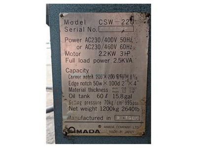 USED 1985 AMADA CSW-220