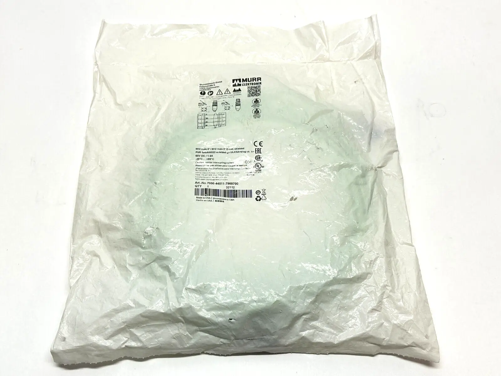 New | in-Stock murrelektronik Cordset M12 male 0° / M12 male 0° D-cod. Cable & Wire Michigan US | Maverick Industrial Sales #1395769