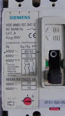Siemens 3VF3111-1BQ41-0AN1 Circuit Breaker 80 Amps 600VAC Used