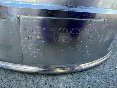 USED ALLOY PRODUCTS 10 LITER STAINLESS STEEL PROCESS / PRESSURE VESSEL 40 PSI