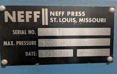 Used 1989 NEFF NEFF  PRESS C-Frame Presses Michigan US | Alma Machinery #1424498