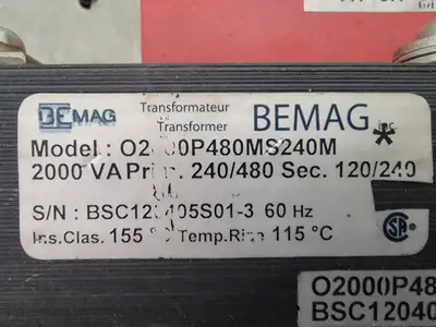 Used BEMAG O2000P480MS240M Transformers British Columbia CA | Lenmark #265983