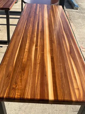 Used Falcon Restaurant Supply, Inc. Used 96"X 30" Wood Table with Metal Base - SS356 - SB2 Restaurant Equipment (Miscellaneous) Illinois US | Falcon Restaurant Supply #1373877