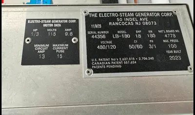 Used 2023 ELECTRO-STEAM LB-180 Boilers California US | Machinery & Equipment #1352572