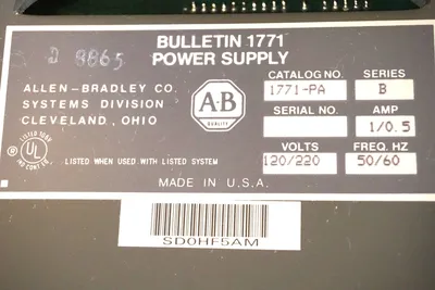 NEW ALLEN BRADLEY 1771-P1 POWER SUPPLY 1771-PA KIT INCLUDES 2 1771-BA, 1771-BH,