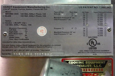 HARDT DOUBLE STACKED NATURAL GAS COMMERICAL ROTISSERIE MODEL INFERNO 3500 (CAPACITY 80 CHICKENS)