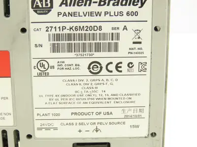 Allen Bradley 2711P-K6M20D8 PanelView Plus 600 Graphic Terminal Series A