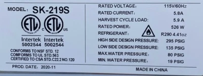 171-0128 Ice Machine & Bin-219 Pounds