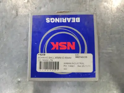 Deep Groove Ball Bearing 45mm ID x 85mm OD x 19mm W, 6209