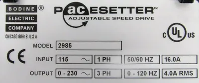 NEW BODINE ELECTRIC 2985 PACESETTER ADJUSTABLE SPEED DRIVE