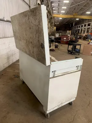 30" X 60" X 46" WHITE PORTABLE JOB BOX CABINET ON ROLLING CASTERS: STOCK #12391