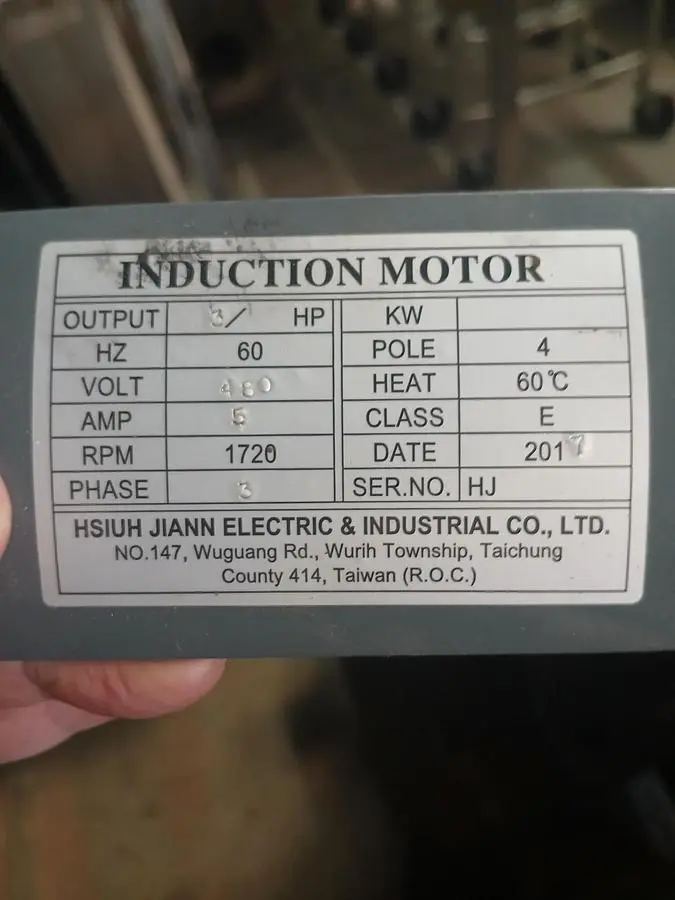 Hsiuh Jiann 3/4 HP 480V 3‑Phase Induction Motor – 1720 RPM – Used / Untested