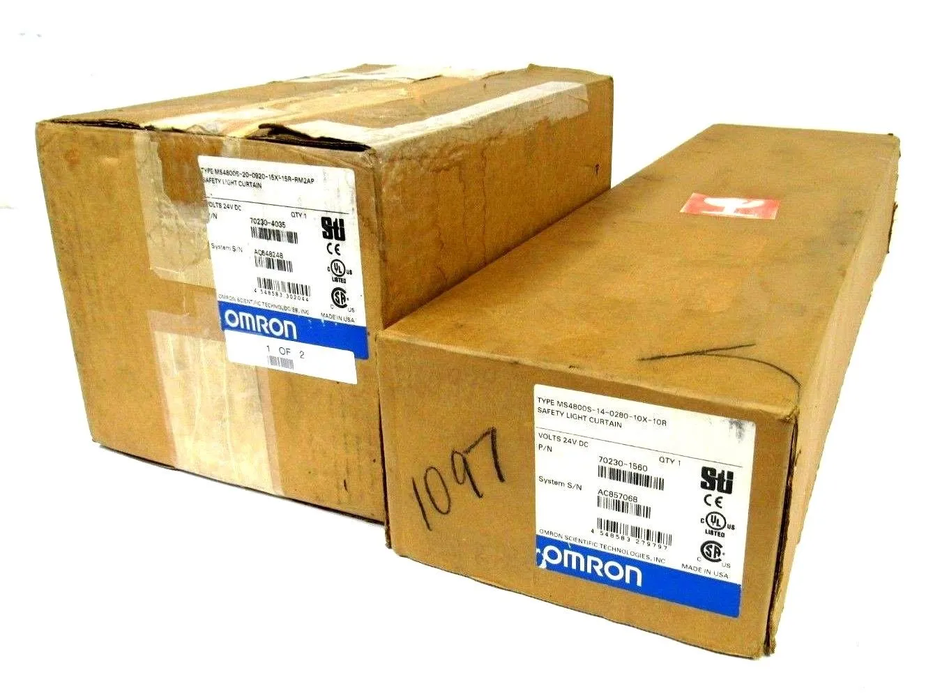 NEW OMRON 70230-1560 LIGHT CURTAIN SET WITH 70230-4035 MS4800S-14-0280-10X-10R