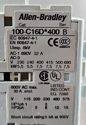 Allen Bradley 100-C16D400 Ser B Contactor. 4C-25
