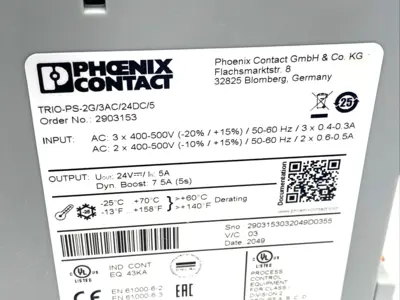 2903153,TRIO-PS-2G/3AC/24DC/5 | Phoenix Contact TRIO-PS-2G/3AC/24DC/5 Power Supply 24VDC 5A 2903153 - Used