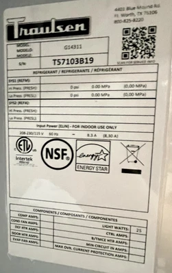 72-0415 Traulsen G14311 Hot Food Holding Heated Cabinet