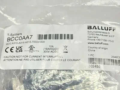 New | in-Stock Balluff Tee Connector BCC A315-A315-A315-T0023-000 Connector Accessories Michigan US | Maverick Industrial Sales #1461069