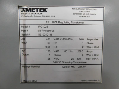Used AMETEK _UNKNOWN_ Transformers Ohio US | Equipment Recovery Corp. #1330391