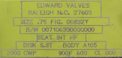 NEW EDWARD 00832Y CHECK VALVE 3/4"