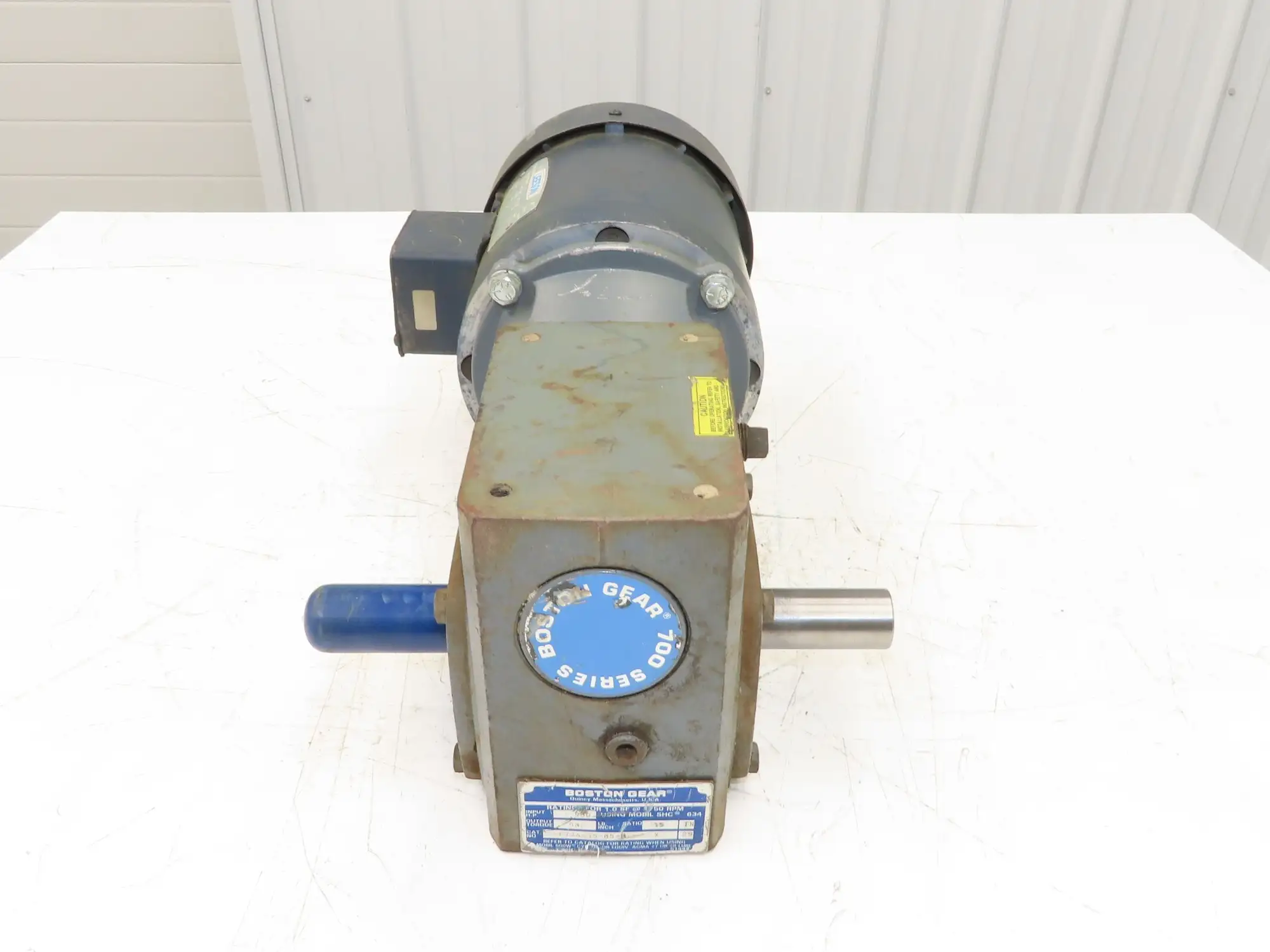 Leeson Gearmotor .5Hp 230/460V 15:1 Boston Gear Reducer 115rpm Dual Shaft 56C