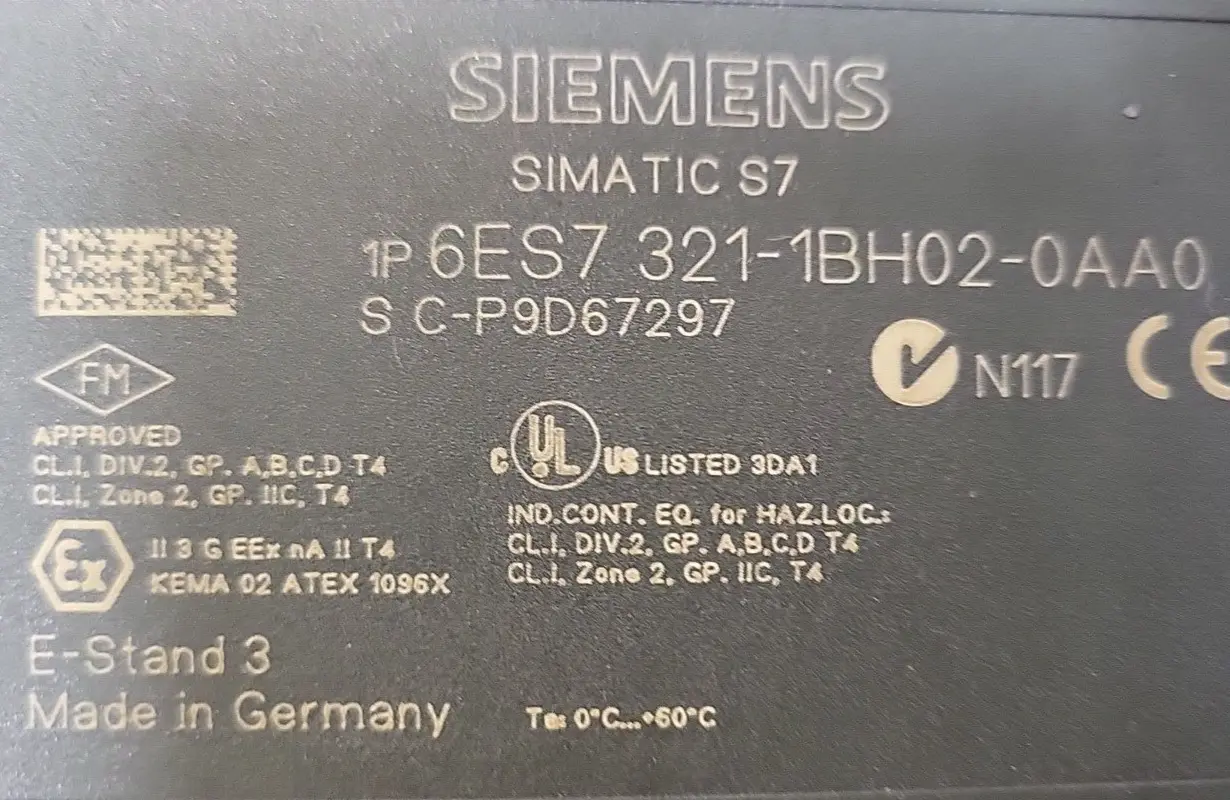 Siemens 6ES7 321 -1BH02 - 0AA0 Simatic S7 (BIN 3.5.1)