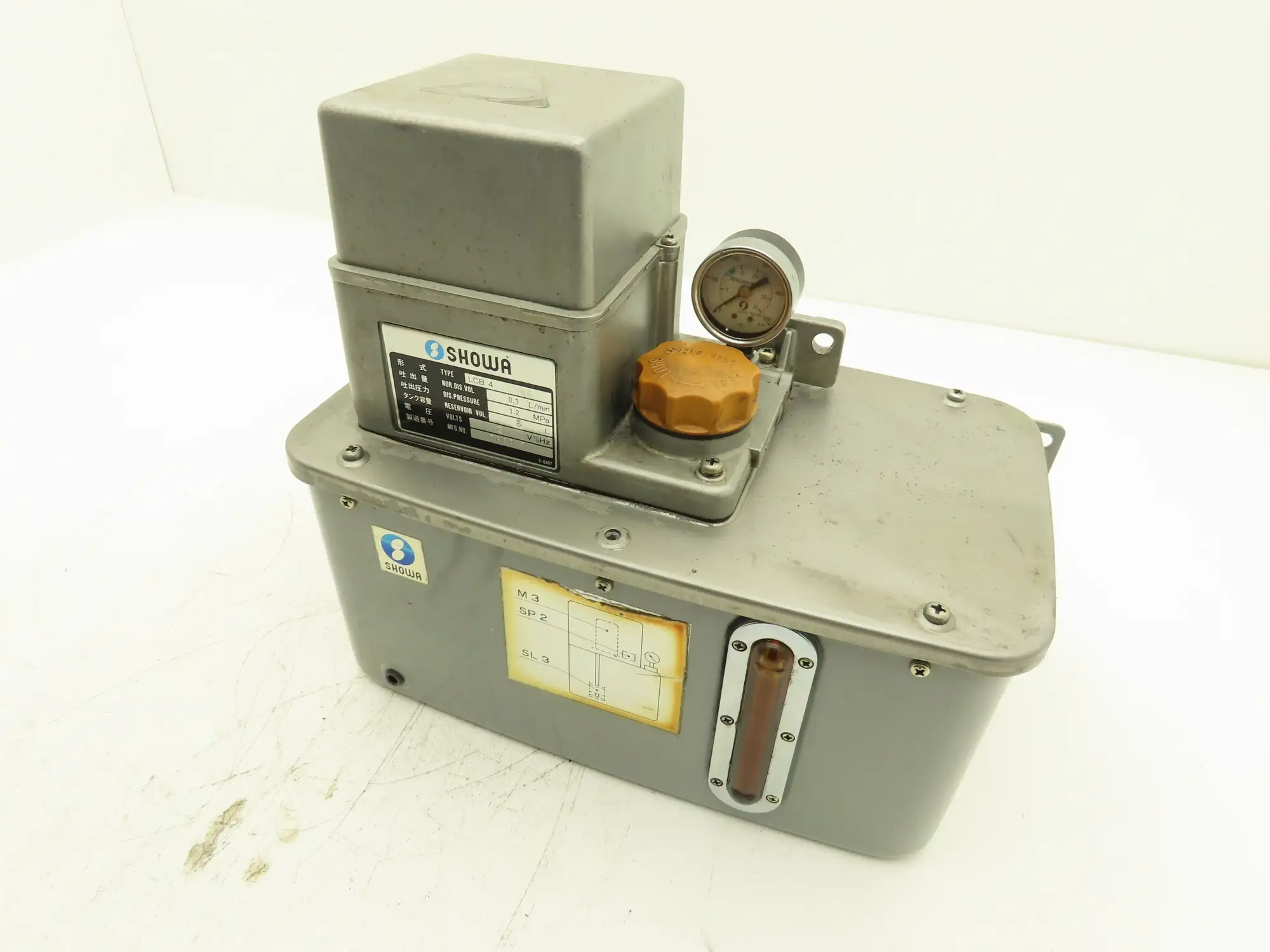 Showa LCB4 7864 Lubrication Oil Pump Machine Oiler 6L Steel Tank 0.1 L/Min 200V