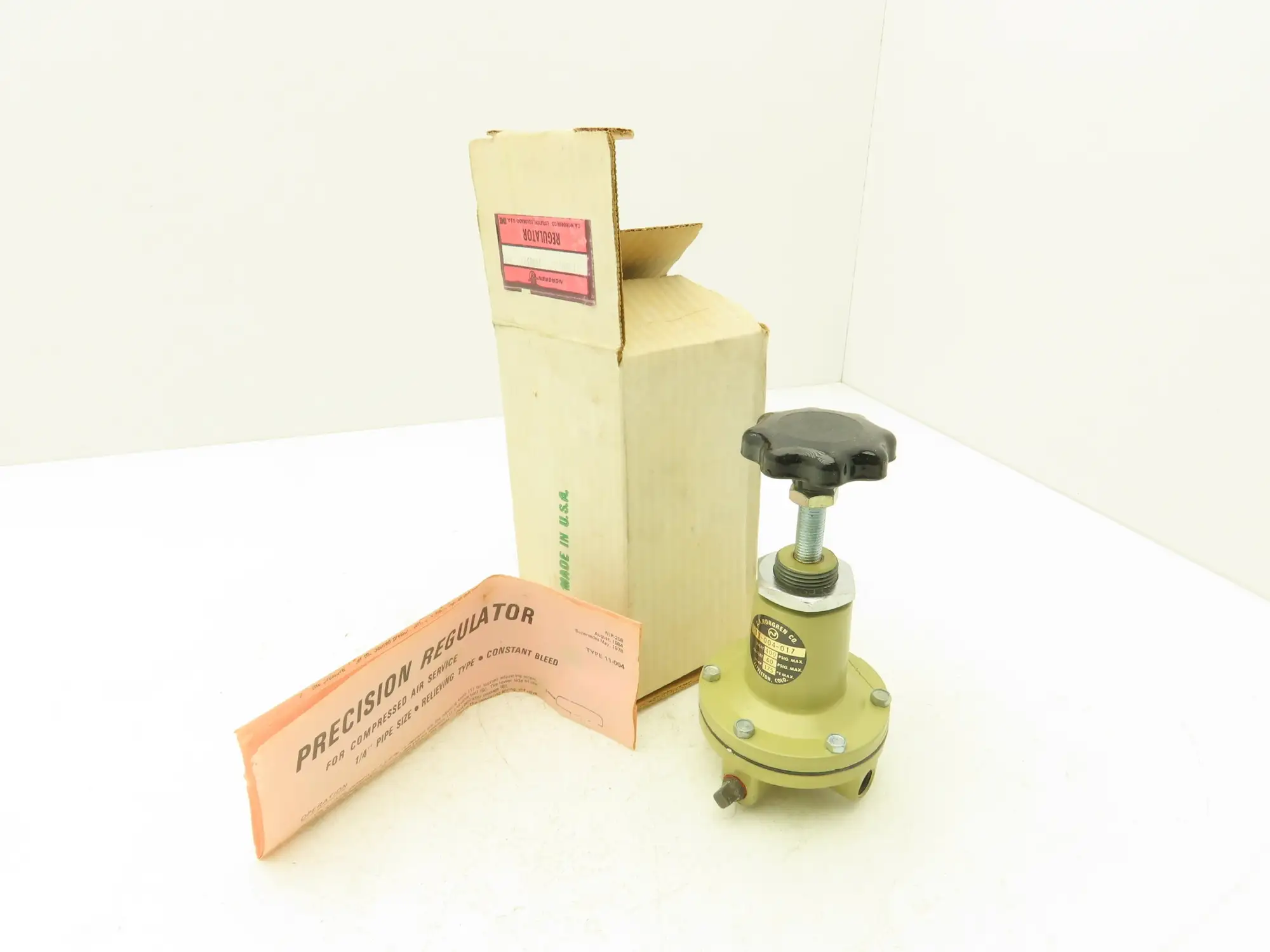 Norgren 11-004-017 Pneumatic Air Pressure Regulator 400PSI Max In 60PSI Out