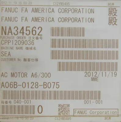NEW FANUC A06B-0128-B075 SERVO MOTOR A06B0128B075