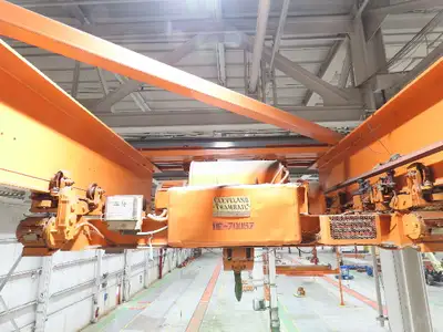 Cleveland Tramrail P&H 7.5 Ton Double Girder Bridge Crane 39' 6" Span w/Remote