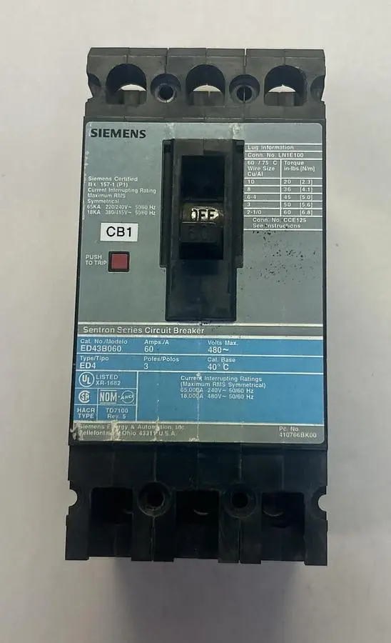 Used SIEMENS ED43B060 Miscellaneous Equipment (Electrical & Power) | Surplus Asset Holdings #1196101