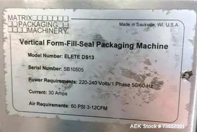 USED MATRIX PACKAGING ELETE DS-13