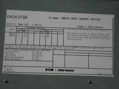 Eaton 30 A Heavy Duty Switch