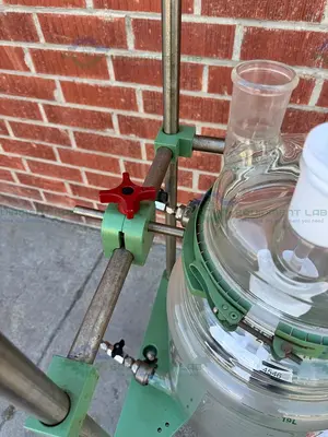 Used CHEMGLASS 20 LITER JACKETED GLASS REACTOR W/ STAND, IMPELLER Reactors California US | Equipment Lab #1394845